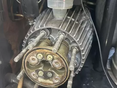Before refurbishment of the C3 pump head during servicing work on a heavily used Nilfisk Neptune 7. The pump was stripped down for inspection after prolonged heavy use, allowing worn internal components, valves, and seals to be checked before rebuilding.
